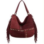 Bolso de Hombro Sintético Hobo Coveri Collection con Diseño Cuadrados Frontales y Tachuelas Decorativas - Imagen 4