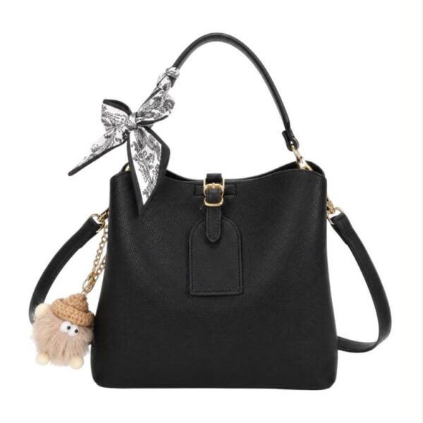 Bolso de Mano Sintético de Mujer con Pañuelo Decorativo y Alegre Muñeco Extraíble - Imagen 3