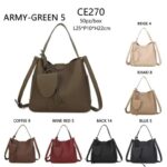Bolso de Mano Sintético para Mujer con Compartimentos Laterales y Monedero Compacto Extra