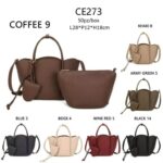 Bolso de Mano Sintético de Mujer con Neceser Extra y Monedero Compacto de Botón