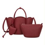 Bolso de Mano Sintético de Mujer con Neceser Extra y Monedero Compacto de Botón