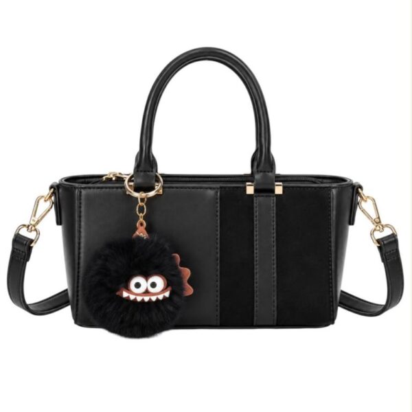 Bolso de Mano Sintético para Mujer con Pompón Decorativo con Cara de Monstruo - Imagen 6