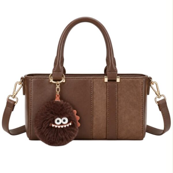 Bolso de Mano Sintético para Mujer con Pompón Decorativo con Cara de Monstruo - Imagen 4