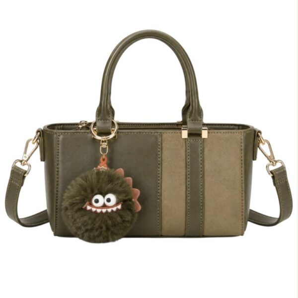 Bolso de Mano Sintético para Mujer con Pompón Decorativo con Cara de Monstruo - Imagen 7