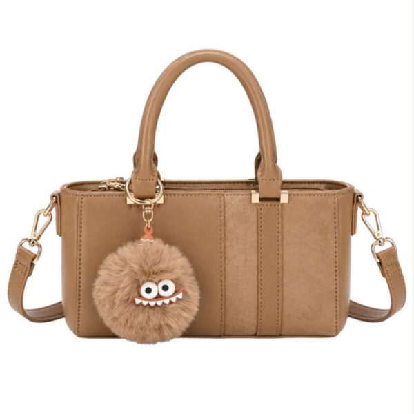 Bolso de Mano Sintético para Mujer con Pompón Decorativo con Cara de Monstruo - Imagen 3