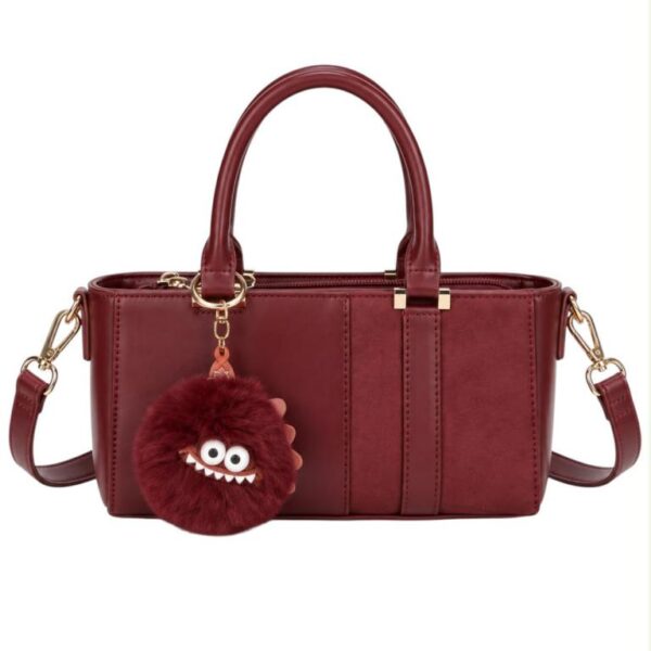 Bolso de Mano Sintético para Mujer con Pompón Decorativo con Cara de Monstruo - Imagen 2
