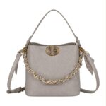 Bolso de Mano Sintético de Mujer con Chapa Frontal y Asa Dorada con Pañuelo Decorativo - Imagen 6