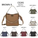 Bolso de Mano Sintético de Mujer con Chapa Frontal y Asa Dorada con Pañuelo Decorativo - Imagen 8