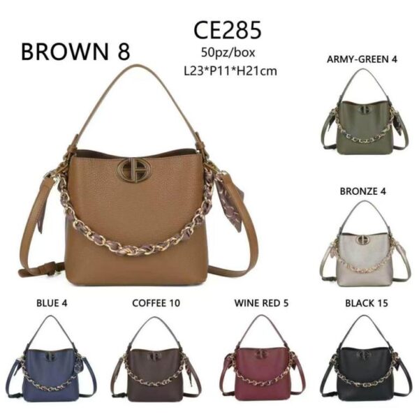 Bolso de Mano Sintético de Mujer con Chapa Frontal y Asa Dorada con Pañuelo Decorativo - Imagen 8