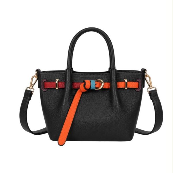 Bolso de Mano Sintético con Tira Frontal Decorativa Multicolor y Neceser Extra para Mujer - Imagen 4