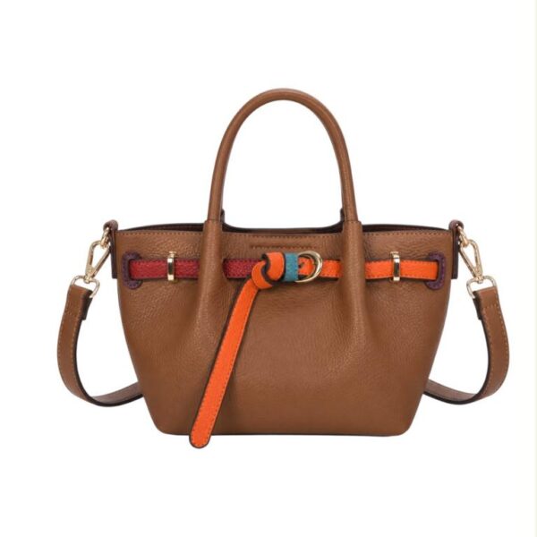 Bolso de Mano Sintético con Tira Frontal Decorativa Multicolor y Neceser Extra para Mujer - Imagen 5