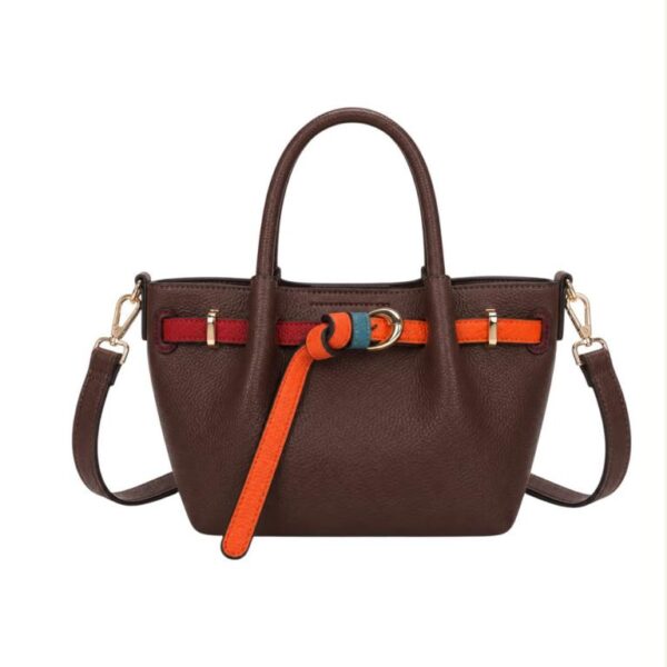 Bolso de Mano Sintético con Tira Frontal Decorativa Multicolor y Neceser Extra para Mujer - Imagen 7
