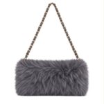 Bolso de Hombro en Pelo Sintético para Mujer con Asa Larga Cadena Dorada Extraíble - Imagen 4