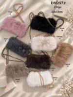 Bolso de Hombro en Pelo Sintético para Mujer con Asa Larga Cadena Dorada Extraíble - Imagen 4
