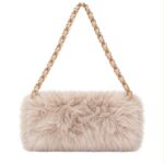 Bolso de Hombro en Pelo Sintético para Mujer con Asa Larga Cadena Dorada Extraíble - Imagen 10