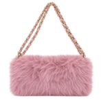 Bolso de Hombro en Pelo Sintético para Mujer con Asa Larga Cadena Dorada Extraíble - Imagen 8