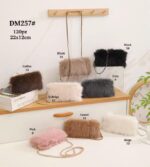 Bolso de Hombro en Pelo Sintético para Mujer con Asa Larga Cadena Dorada Extraíble
