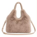 Bolso de Hombro en Pelo Sintético para Mujer con Cierre de Cremallera y Bolsillos Internos