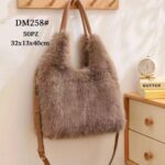 Bolso de Hombro en Pelo Sintético para Mujer con Cierre de Cremallera y Bolsillos Internos