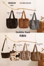 Bolso de Hombro Reversible tipo Tote con Pelito Sintético y Bolsito Extra para Mujer - Imagen 2
