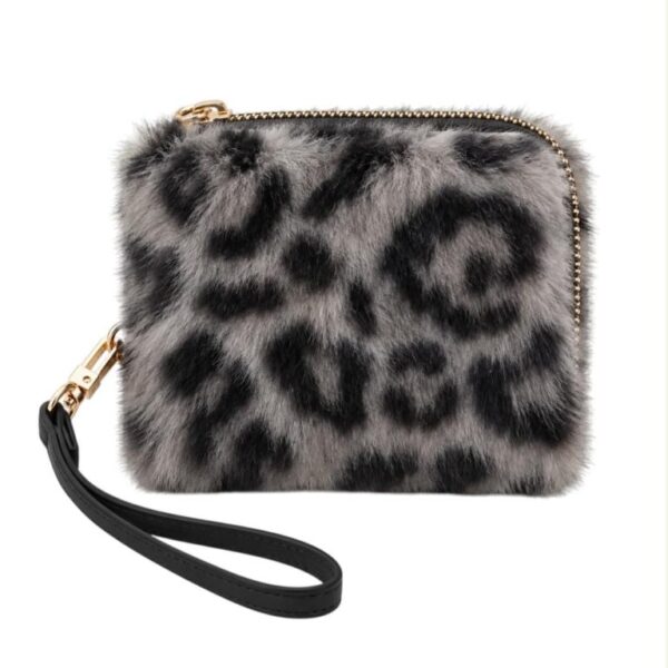 Monedero con Pelo Sintético, Diseño Animal Print y Asa Corta Extraíble para Mujer - Imagen 4