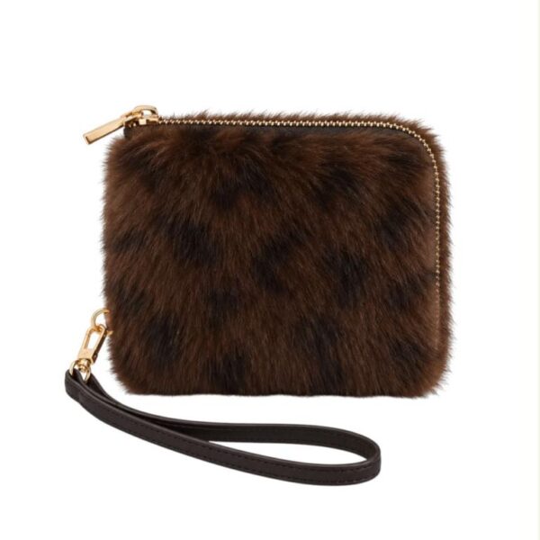 Monedero con Pelo Sintético, Diseño Animal Print y Asa Corta Extraíble para Mujer - Imagen 5