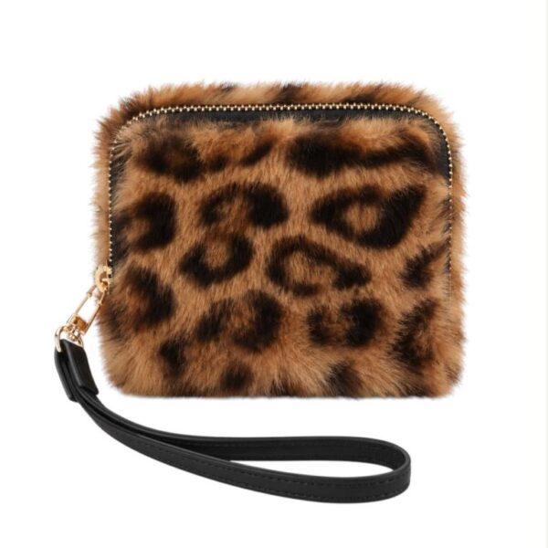 Monedero con Pelo Sintético, Diseño Animal Print y Asa Corta Extraíble para Mujer - Imagen 6