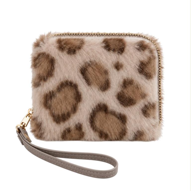 CGDM880-1-T Monedero con Pelo Sintético, Diseño Animal Print y Asa Corta Extraíble para Mujer - Imagen 1