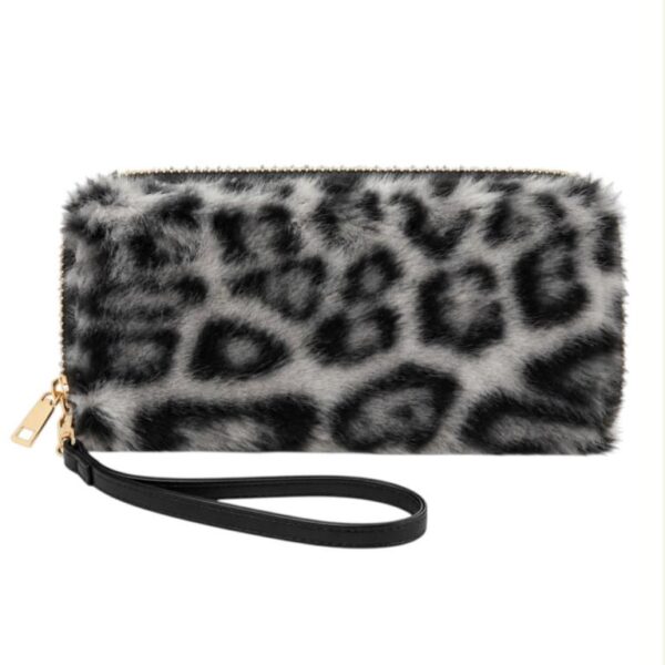 Cartera Larga de Pelo Sintético, Diseño Animal Print y Asa Corta Extraíble para Mujer - Imagen 5