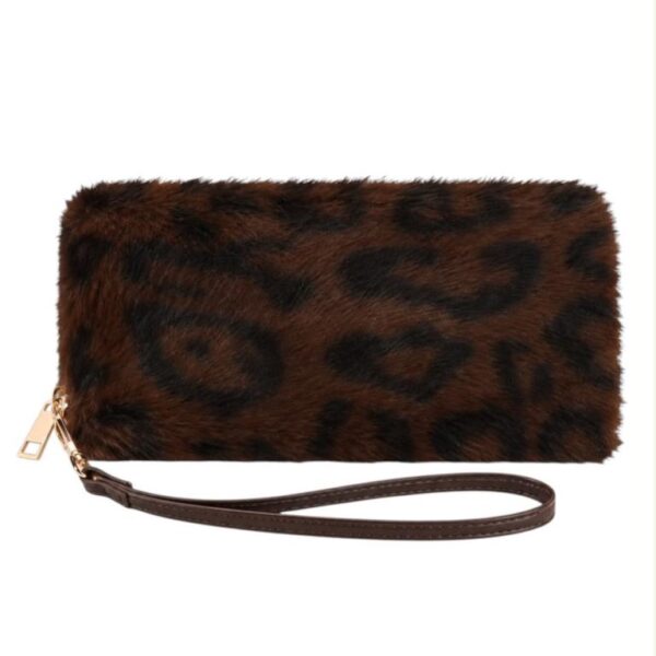 Cartera Larga de Pelo Sintético, Diseño Animal Print y Asa Corta Extraíble para Mujer - Imagen 6