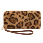 Cartera Larga de Pelo Sintético, Diseño Animal Print y Asa Corta Extraíble para Mujer