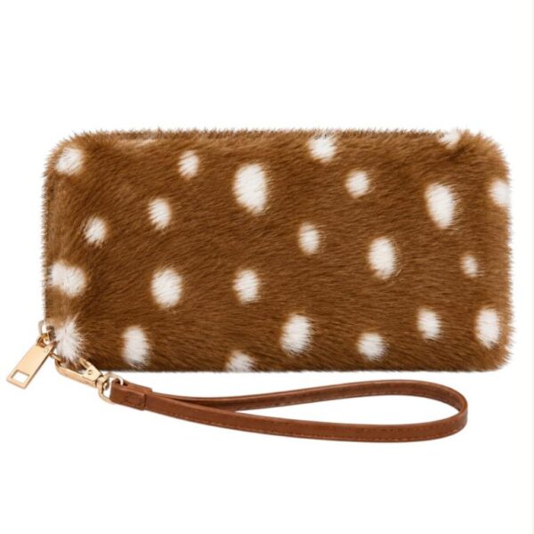 Cartera Larga de Pelo Sintético, Diseño Animal Print y Asa Corta Extraíble para Mujer - Imagen 3