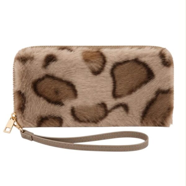 Cartera Larga de Pelo Sintético, Diseño Animal Print y Asa Corta Extraíble para Mujer - Imagen 4