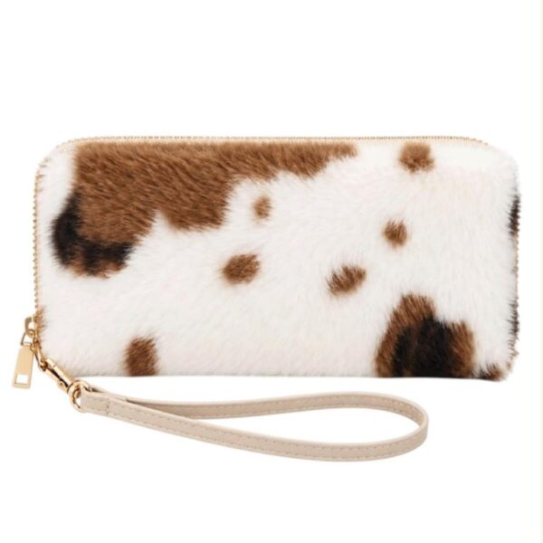 Cartera Larga de Pelo Sintético, Diseño Animal Print y Asa Corta Extraíble para Mujer - Imagen 2