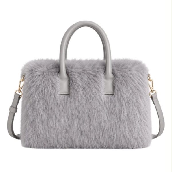 Bolso Maletín de Pelo Sintético para Mujer con Asas Cortas y Cierre de Cremallera - Imagen 5