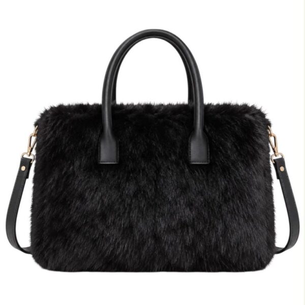 Bolso Maletín de Pelo Sintético para Mujer con Asas Cortas y Cierre de Cremallera - Imagen 6
