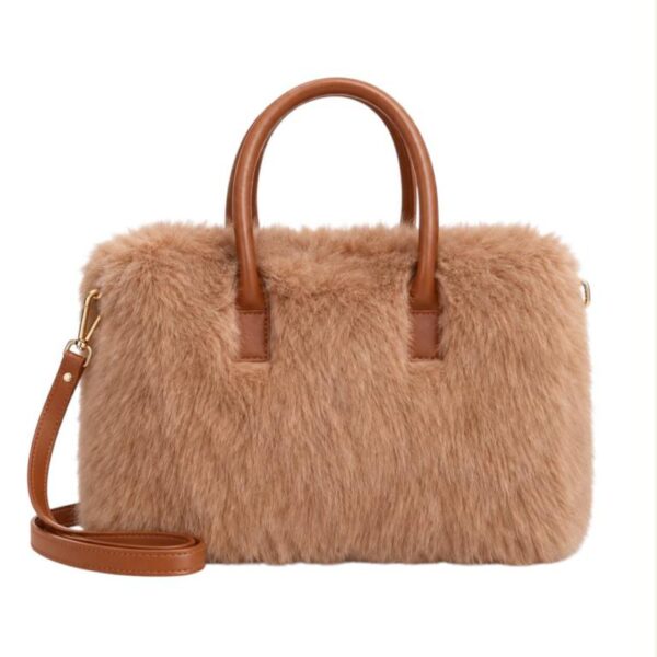 Bolso Maletín de Pelo Sintético para Mujer con Asas Cortas y Cierre de Cremallera - Imagen 3
