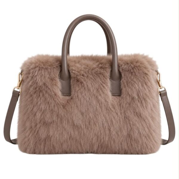 Bolso Maletín de Pelo Sintético para Mujer con Asas Cortas y Cierre de Cremallera - Imagen 4