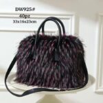 Bolso de Mano tipo Maletín con Pelo Sintético, Gran Calidad y Tira Bandolera Ajustable para Mujer