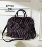 Bolso de Mano tipo Maletín con Pelo Sintético, Gran Calidad y Tira Bandolera Ajustable para Mujer