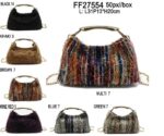 Bolso de Mano Sintético con Diseño Flecos Multicolor y Asa Corta Gruesa Dorada para Mujer - Imagen 9