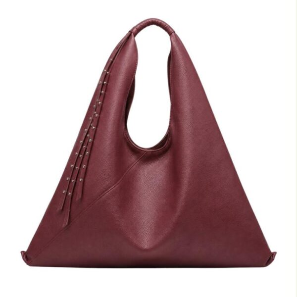 Amplio Bolso Sintético de Hombro con Tiras Largas Decorativas de Tachuelas para Mujer - Imagen 3