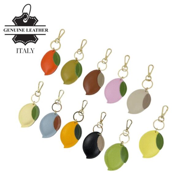Llavero de Piel Italiana a 2 Colores, Con Herraje Dorados y con Forma de Limón - Imagen 2