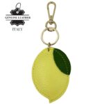 Llavero de Piel Italiana a 2 Colores, Con Herraje Dorados y con Forma de Limón