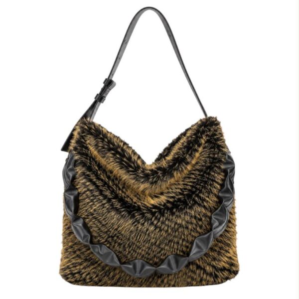 Bolso de Hombro tipo Hobo con Pelo Sintético y Asa Larga Acolchada para Mujer - Imagen 4