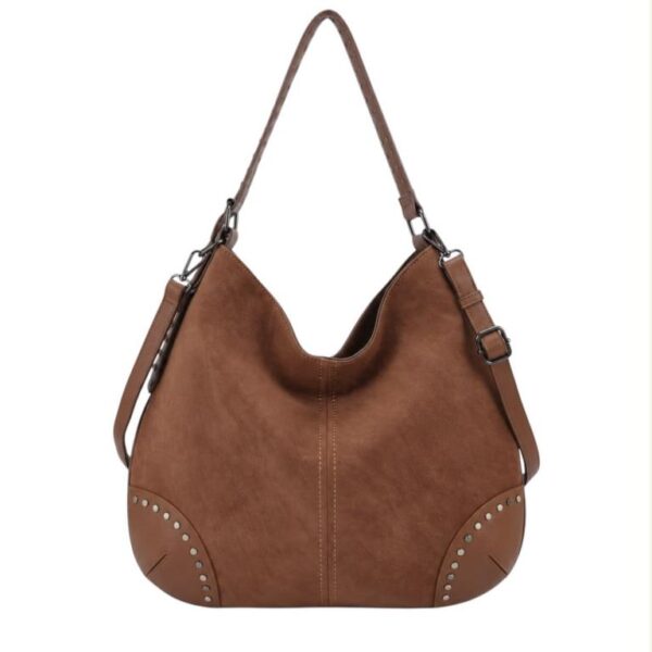 Bolso de Hombro Sintético Hobo con Asa Ajustable y Parte Frontal con Tachuelas Decorativas para Mujer - Imagen 5