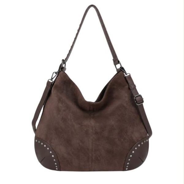Bolso de Hombro Sintético Hobo con Asa Ajustable y Parte Frontal con Tachuelas Decorativas para Mujer - Imagen 2