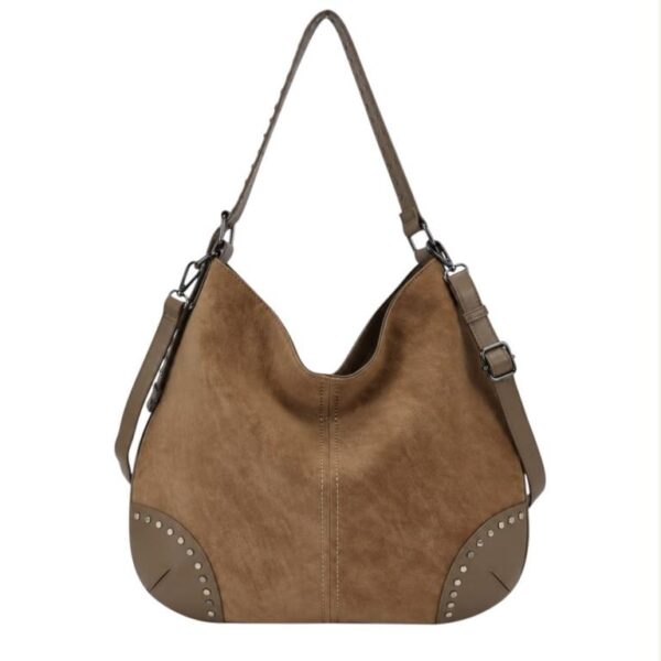 Bolso de Hombro Sintético Hobo con Asa Ajustable y Parte Frontal con Tachuelas Decorativas para Mujer - Imagen 6