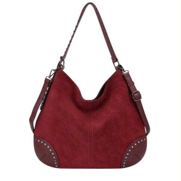 Bolso de Hombro Sintético Hobo con Asa Ajustable y Parte Frontal con Tachuelas Decorativas para Mujer - Imagen 3