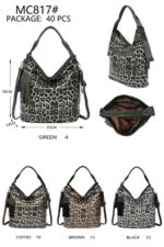 Bolso de Hombro Sintético Hobo Estampado Leopardo con Tiras Laterales y Decoración Frontal para Mujer - Imagen 5